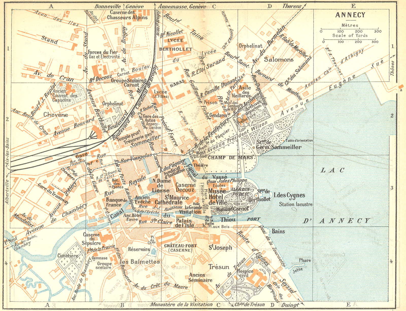 FRENCH ALPS. HAUTE-SAVOIE. Annecy. Alpes Françaises 1926 old vintage map chart
